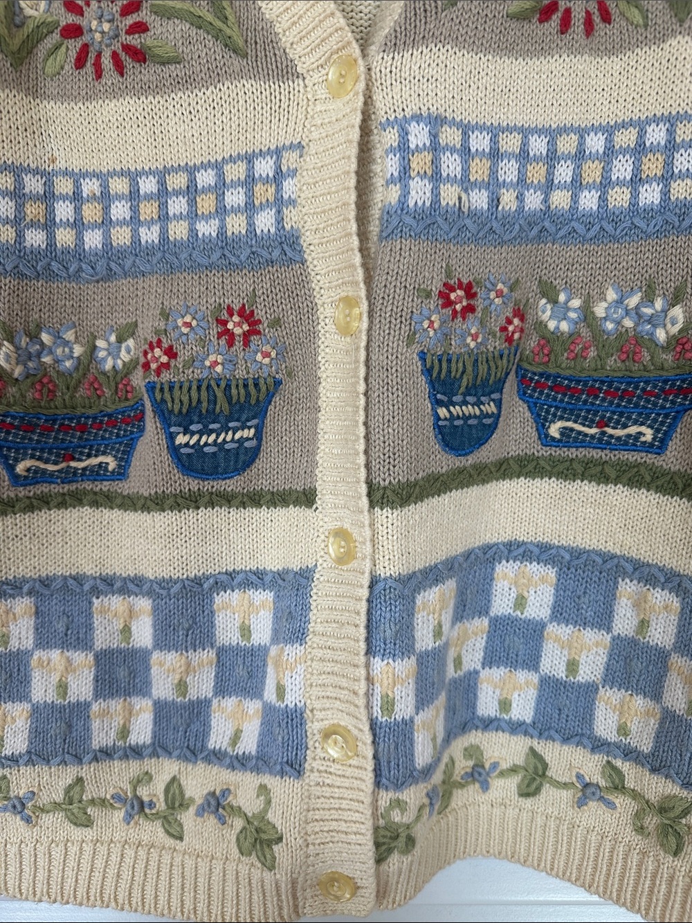 Vintage Koret City Blues Floral Cottagecore Sweater Vest Size M - Picture 8 of 12